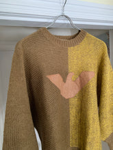Load image into Gallery viewer, 1980s Armani Batwing Two Tone Mohair Sweater with Brown Leather Eagle Patch - Size M