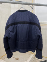 Load image into Gallery viewer, 1980s Armani Padded Navy Cropped Bomber with Black Contrast Trim Detailing - Size L