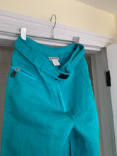 Load image into Gallery viewer, 2000s Armani Teal Linen Technical Trousers with Lampo Zippers - Size M