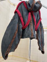 Load image into Gallery viewer, Seeing Red Teal Dyed Elephant Trunk Hoodie with Red Token Bag - Size OS