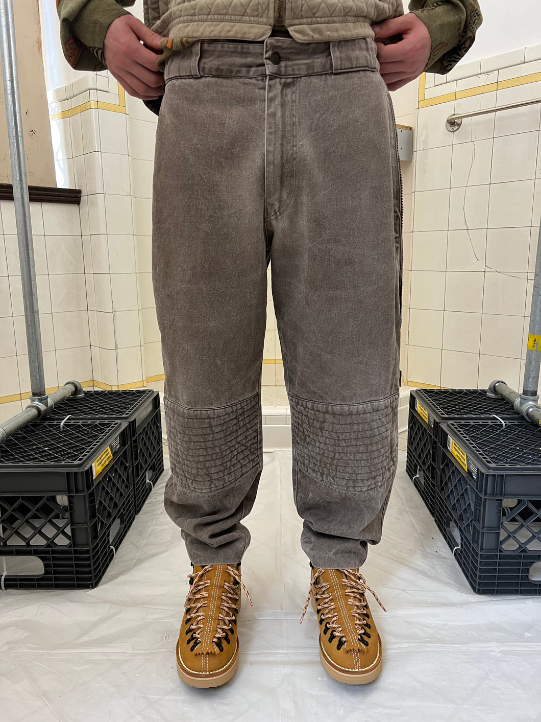 1980s Armani Padded Knee Moto Pants with Hidden Side-Zip Pockets - Size M