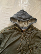 Load image into Gallery viewer, 1990s Armani Olive Nylon Bomber Jacket with Removable Hood - Size S