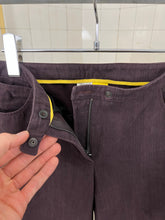 Load image into Gallery viewer, 2000s Mandarina Duck Brushed Purple Cotton Trousers with Yellow Stitch Detailing - Size S