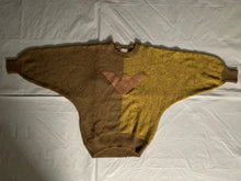 Load image into Gallery viewer, 1980s Armani Batwing Two Tone Mohair Sweater with Brown Leather Eagle Patch - Size M