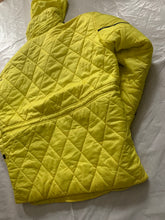 Load image into Gallery viewer, aw1993 Issey Miyake Quilted Yellow Nylon Moto Parka with Wrap Neck and Packable Hood - Size L