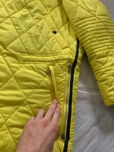 Load image into Gallery viewer, aw1993 Issey Miyake Quilted Yellow Nylon Moto Parka with Wrap Neck and Packable Hood - Size L