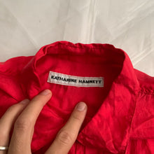 Load image into Gallery viewer, 1980s Katharine Hamnett Burnt Red Silk Big Pocket Shirt - Size OS