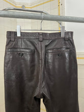 Load image into Gallery viewer, aw1996 Issey Miyake Brown Leather Moto Trousers with Ribbed Knee Panels - Size M