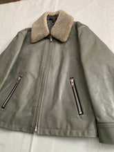 Load image into Gallery viewer, 1994 CDGH Slate Grey Leather Jacket with Removable Fur Collar - Size XL
