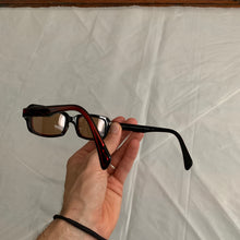 Load image into Gallery viewer, 2000s Yohji Yamamoto Black Rectangular Sunglasses with Vibrant Red Wiring - Size OS