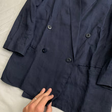 Load image into Gallery viewer, 1980s Katharine Hamnett Navy Linen Double Breasted Blazer - Size M