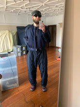 Load image into Gallery viewer, 1980s Armani Heavy Navy Cotton Cropped Bomber with Black Contrast Trim Detailing - Size XL