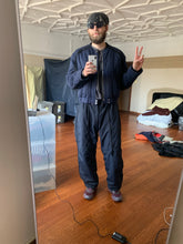Load image into Gallery viewer, 1980s Armani Heavy Navy Cotton Cropped Bomber with Black Contrast Trim Detailing - Size XL