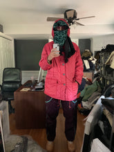 Load image into Gallery viewer, 1990s Armani Textured Iridescent Red Nylon Military Parka with Roll Hood - Size XL