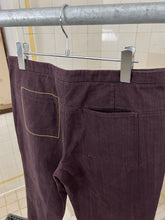 Load image into Gallery viewer, 2000s Mandarina Duck Brushed Purple Cotton Trousers with Yellow Stitch Detailing - Size S