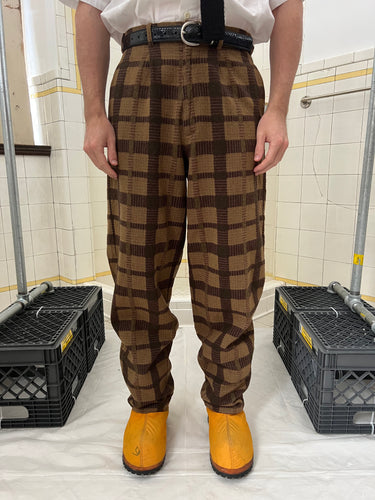 1980s Armani Earth Toned Plaid Trousers - Size M