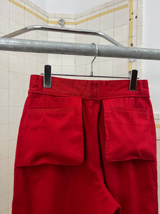 1970s Issey Miyake Red Inside-Out Flap Pocket Trousers - Size S