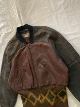 Load image into Gallery viewer, 1990s Armani Cropped Leather Bomber Jacket with Exaggerated Ribbing Hem - Size M