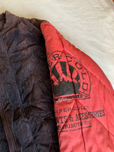 Load image into Gallery viewer, 1990s Armani Modular Hunting Jacket with Faded Purple Corduroy Base and Red Quilted Nylon Sleeves - Size L