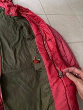 Load image into Gallery viewer, 1990s Armani Textured Iridescent Red Nylon Military Parka with Roll Hood - Size XL