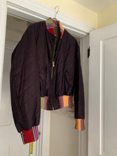 Load image into Gallery viewer, ss1993 Yohji Yamamoto Quilted Cropped Bomber with Ethnic Knitted Ribbing Details - Size OS