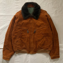 Load image into Gallery viewer, 1990s Armani Burnt Orange Corduroy B-15 Bomber Jacket with Removable Fur Collar and Articulated Shoulder Gusset - Size XL