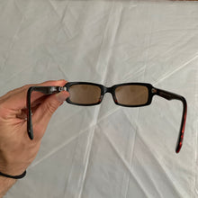 Load image into Gallery viewer, 2000s Yohji Yamamoto Black Rectangular Sunglasses with Vibrant Red Wiring - Size OS