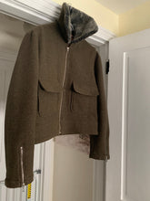 Load image into Gallery viewer, 1990s Katharine Hamnett Cropped Dark Khaki Wool Jacket with Fur Collar - Size M