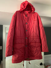 Load image into Gallery viewer, 1990s Armani Textured Iridescent Red Nylon Military Parka with Roll Hood - Size XL
