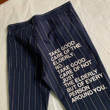 Load image into Gallery viewer, ss2002 Junya Watanabe Pinstripe Navy Poem Pants - Size M