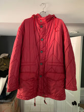 Load image into Gallery viewer, 1990s Armani Textured Iridescent Red Nylon Military Parka with Roll Hood - Size XL
