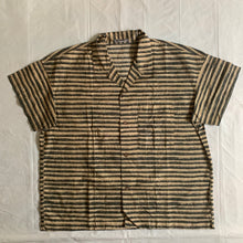 Load image into Gallery viewer, 1980s Issey Miyake Beige and Grey Stripe Short Sleeve - Size L