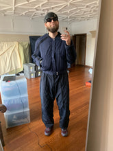 Load image into Gallery viewer, 1980s Armani Heavy Navy Cotton Cropped Bomber with Black Contrast Trim Detailing - Size XL
