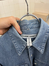Load image into Gallery viewer, 1980s Katharine Hamnett Light Wash Denim Cargo Shirt - Size L