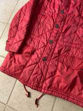 Load image into Gallery viewer, 1990s Armani Textured Iridescent Red Nylon Military Parka with Roll Hood - Size XL