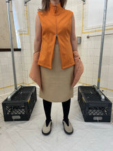 Load image into Gallery viewer, 2000s Mandarina Duck Beige Leather Skirt with Contrasting Mesh Detailing - Size XS