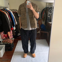 Load image into Gallery viewer, 1980s Issey Miyake Beige and Grey Stripe Short Sleeve - Size L