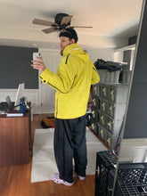 Load image into Gallery viewer, aw1993 Issey Miyake Quilted Yellow Nylon Moto Parka with Wrap Neck and Packable Hood - Size L