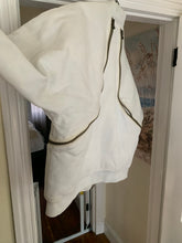 Load image into Gallery viewer, 1980s Issey Miyake White Dual Backzip Heavy Cotton Bomber Jacket with Asymmetric Closure - Size XL
