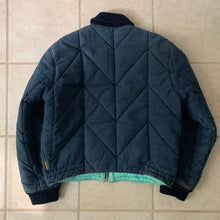 Load image into Gallery viewer, 1990s Armani Cropped Quilted Denim Bomber Jacket - Size L