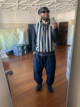 Load image into Gallery viewer, 1990s Armani Navy Pinstripe Oversized Hooded Vest - Size XL