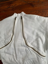 Load image into Gallery viewer, 1980s Issey Miyake White Dual Backzip Heavy Cotton Bomber Jacket with Asymmetric Closure - Size XL