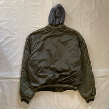Load image into Gallery viewer, 1990s Armani Olive Nylon Bomber Jacket with Removable Hood - Size S