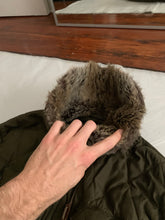 Load image into Gallery viewer, 1990s Armani Olive Quilted M65 Field Jacket with Fur Collar - Size M
