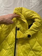 Load image into Gallery viewer, aw1993 Issey Miyake Quilted Yellow Nylon Moto Parka with Wrap Neck and Packable Hood - Size L