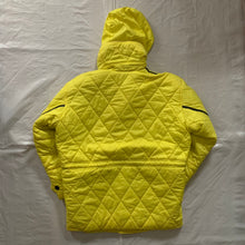 Load image into Gallery viewer, aw1993 Issey Miyake Quilted Yellow Nylon Moto Parka with Wrap Neck and Packable Hood - Size L