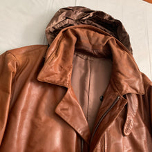 Load image into Gallery viewer, aw1992 Issey Miyake Leather Pillow Neck Flight Jacket with Packable Hood - Size XL