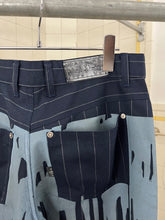 Load image into Gallery viewer, 1990s Dexter Wong Paint Drip Print Pinstripe Trousers - Size L