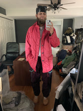 Load image into Gallery viewer, 1990s Armani Textured Iridescent Red Nylon Military Parka with Roll Hood - Size XL