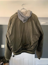 Load image into Gallery viewer, 1990s Armani Olive Nylon Bomber Jacket with Removable Hood - Size S